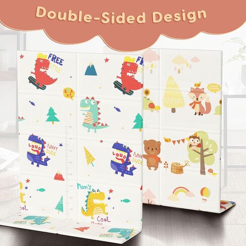 Fshibila 74" × 50“ Baby Play Mat for Floor, Baby Playmat for Playpen, Thick Ultra Soft Playpen Mat for Playing or Crawling, Provides Cushioning, Double-Sided Pattern (0.4" Thick) in Kuwait