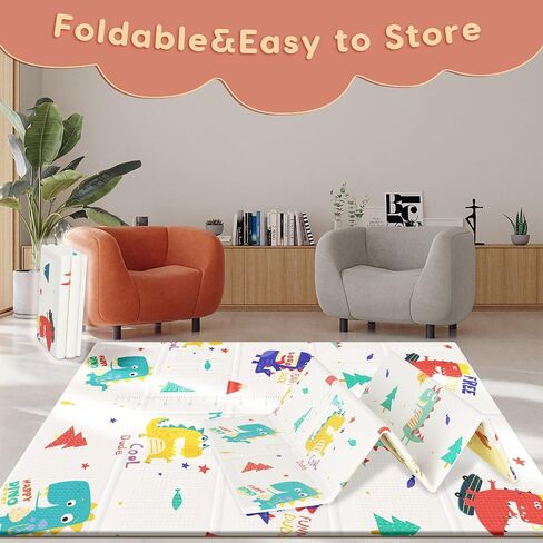 Fshibila 74" × 50“ Baby Play Mat for Floor, Baby Playmat for Playpen, Thick Ultra Soft Playpen Mat for Playing or Crawling, Provides Cushioning, Double-Sided Pattern (0.4" Thick) in Kuwait