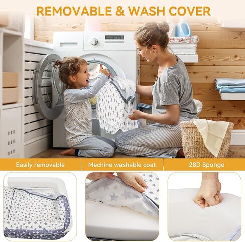 Toddler Travel Bed & Sofa, Portable Foldable Kids Play Mat,3-in-1, Lightweight Star Print Oxford Cot, 60"x30" Easy Carry Bed for Travel in Kuwait
