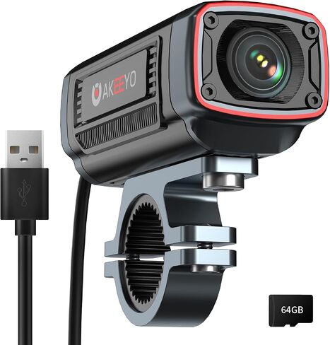AKEEYO AKY-710S Motorcycle Camera 4K 28fps, 2K 55fps, Wide-Angle 142°, IP67, 5MP, Loop & Emergency Recording, Parking Monitor, Motorcycle Bike,Outdoor Sports, Rechargeable,32GB Card Included in Kuwait