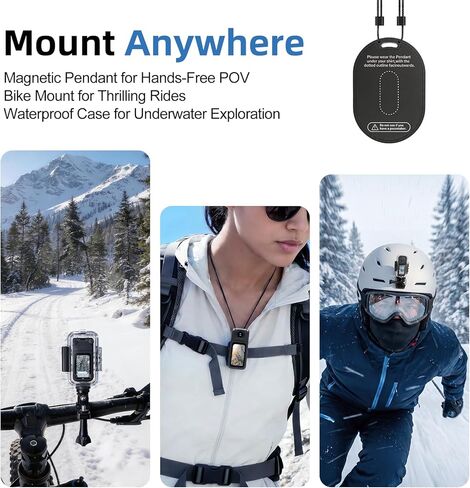 4K Thumb Action Camera with 180° Rotatable Lens, 38.3g Ultra-Light Mini Wearable POV Camera, Portable Vlogging,Helmet Cam for Cycling,Motorcycle (with 64G-Card, Black) in Kuwait