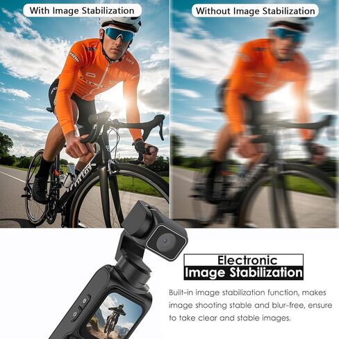 4K Vlogging Camera with Stabilization, 64MP Pocket Camera with Face Tracking & 330° Rotating Lens, Handheld Content Creator Camera for YouTube TikTok Travel Vlog in Kuwait