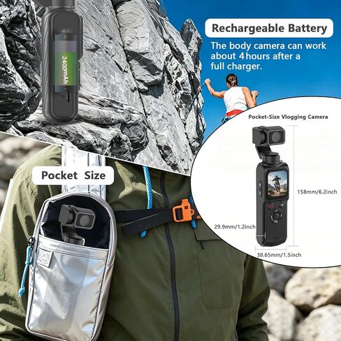 4K Vlogging Camera with Stabilization, 64MP Pocket Camera with Face Tracking & 330° Rotating Lens, Handheld Content Creator Camera for YouTube TikTok Travel Vlog in Kuwait