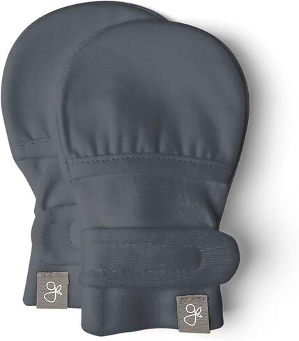 goumikids Newborn Mittens No Scratch Viscose Stay-On, Midnight 3-6m | Anti-scratch baby mitts with velcro, organic cotton blend, breathable, moisture-wicking, machine washable, eczema-safe in Kuwait