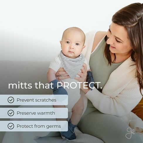 goumikids Newborn Mittens No Scratch Viscose Stay-On, Midnight 3-6m | Anti-scratch baby mitts with velcro, organic cotton blend, breathable, moisture-wicking, machine washable, eczema-safe in Kuwait
