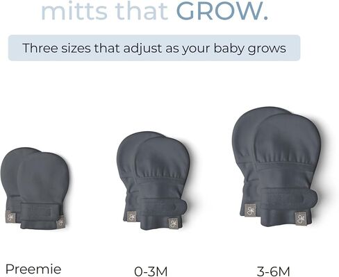 goumikids Newborn Mittens No Scratch Viscose Stay-On, Midnight 3-6m | Anti-scratch baby mitts with velcro, organic cotton blend, breathable, moisture-wicking, machine washable, eczema-safe in Kuwait