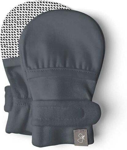 goumikids Newborn Mittens No Scratch Viscose Stay-On, Midnight 3-6m | Anti-scratch baby mitts with velcro, organic cotton blend, breathable, moisture-wicking, machine washable, eczema-safe in Kuwait