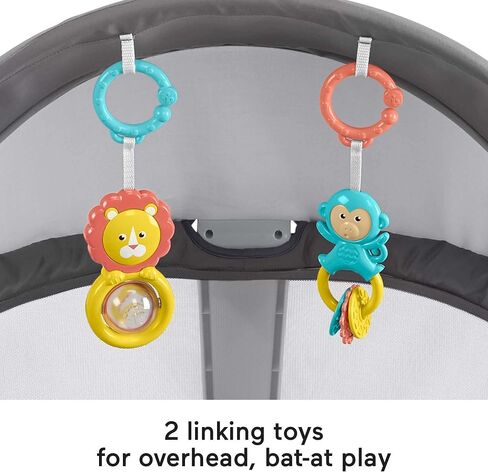 Fisher-Price Portable Bassinet On-The-Go Baby Dome, Travel Play Space with Developmental Newborn Toys & Canopy, Windmill in Kuwait