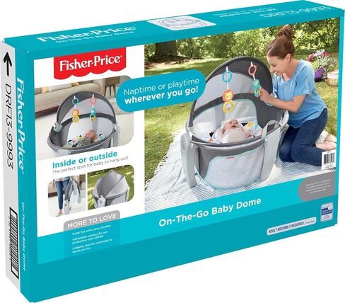 Fisher-Price Portable Bassinet On-The-Go Baby Dome, Travel Play Space with Developmental Newborn Toys & Canopy, Windmill in Kuwait