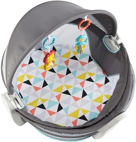 Fisher-Price Portable Bassinet On-The-Go Baby Dome, Travel Play Space with Developmental Newborn Toys & Canopy, Windmill in Kuwait