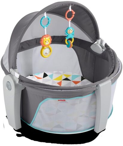 Fisher-Price Portable Bassinet On-The-Go Baby Dome, Travel Play Space with Developmental Newborn Toys & Canopy, Windmill in Kuwait