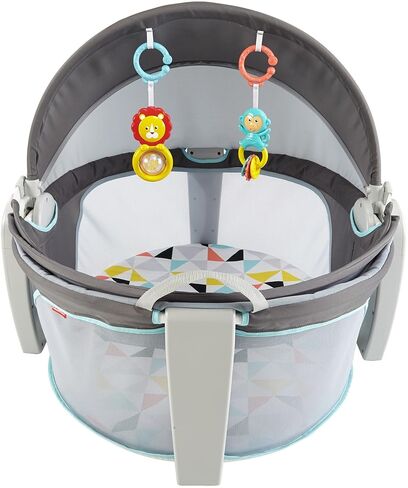 Fisher-Price Portable Bassinet On-The-Go Baby Dome, Travel Play Space with Developmental Newborn Toys & Canopy, Windmill in Kuwait