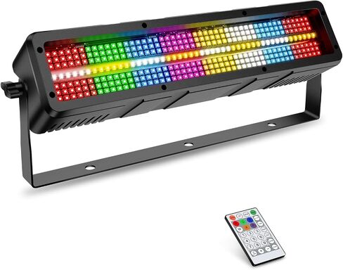 Stage Strobe Effect Light: 150W RGBW DJ Strobe Light | Remote DMX Sound Control | 24RGB+16W Zone Chasing | DJ Party Planner Easy Setup for Band Live Show Bar Concert Wedding Club Lighting in Kuwait