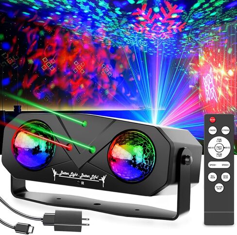 Disco Ball Party Lights,Pro 6 in 1 Disco Lights Sound Activated Dj Strobe with RGB&OGB Disco Balls,Laser Light Show,Ocean Lamp,Star Projector,2 RGB LEDs-Perfect for Disco Glow Party Rave Dance in Kuwait