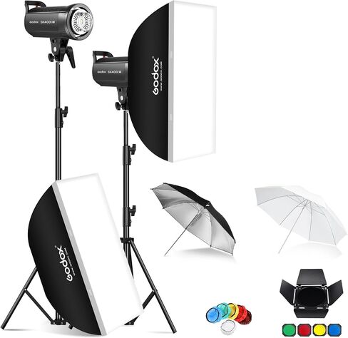 Godox SK400II-V 400Ws Photo Studio Strobe Flash Monolight Light with Bowens Mount, 10W LED Modeling Lamp for Studio Shooting with Built-in Godox 2.4G Wireless X System(SK400II-V) in Kuwait