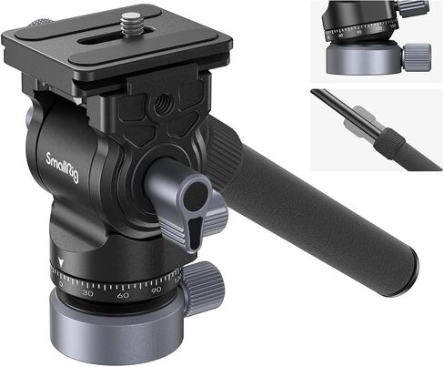 SmallRig CH10 Tripod Fluid Head, Compact Video Head with Quick Release Plate for Arca-Swiss, Lightweight 360° Panoramic Fluid Heads Mount for Tripods, Max Payload 3kg/ 6.6lb in Kuwait