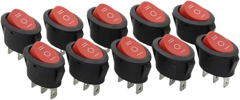 10Pcs 3D3P-RED KCD1 Oval Rocker Switch 10A Power Switch 6A 250V 10A 125V ON-Off-ON in Kuwait
