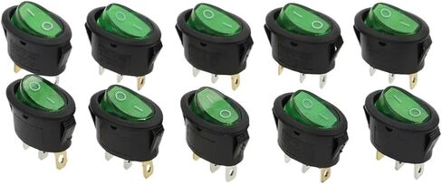 10Pcs 3D3P-RED KCD1 Oval Rocker Switch 10A Power Switch 6A 250V 10A 125V ON-Off-ON in Kuwait