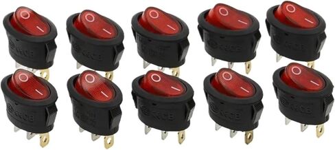 10Pcs 3D3P-RED KCD1 Oval Rocker Switch 10A Power Switch 6A 250V 10A 125V ON-Off-ON in Kuwait