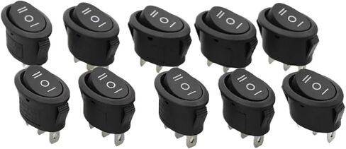 10Pcs 3D3P-RED KCD1 Oval Rocker Switch 10A Power Switch 6A 250V 10A 125V ON-Off-ON in Kuwait