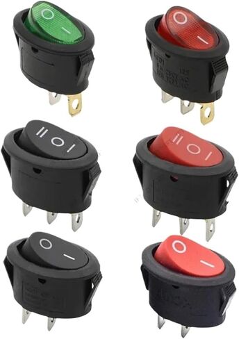 10Pcs 3D3P-RED KCD1 Oval Rocker Switch 10A Power Switch 6A 250V 10A 125V ON-Off-ON in Kuwait