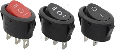 10Pcs 3D3P-RED KCD1 Oval Rocker Switch 10A Power Switch 6A 250V 10A 125V ON-Off-ON in Kuwait