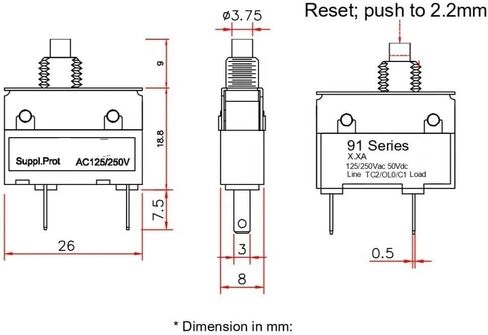 4 PCS 91 Series Overload Protector 1A Electrical Automatic Circuit Breaker in Kuwait