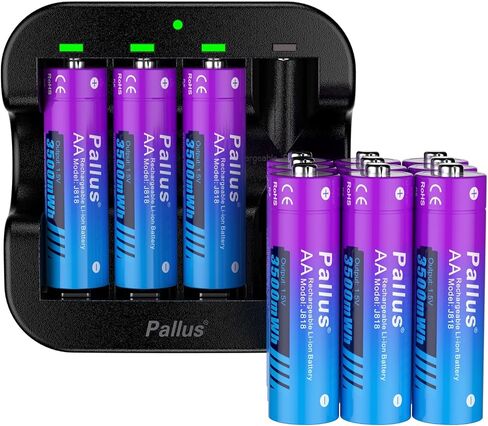 Pallus 1.5v Lithium Rechargeable AA Batteries - 12 Pack High Capacity Rechargeable Batteries AA, 2Hrs Fast Charging for Outdoor Blink Camera, Toys, Smart Lock, Constant Voltage, Long Lasting in Kuwait
