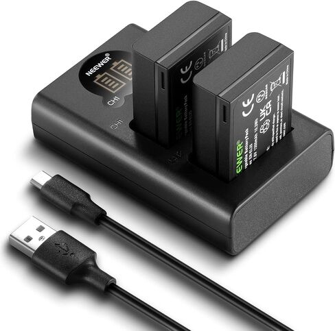NEEWER Replacement Battery and Charger Set for EN-EL25, 2 Pack 1350mah Batteries and Dual Channel Type C USB Charger, Compatible with Nikon Z30 Z50 ZFC Camera 4241 EN-EL25 Battery MH-32 Charger in Kuwait