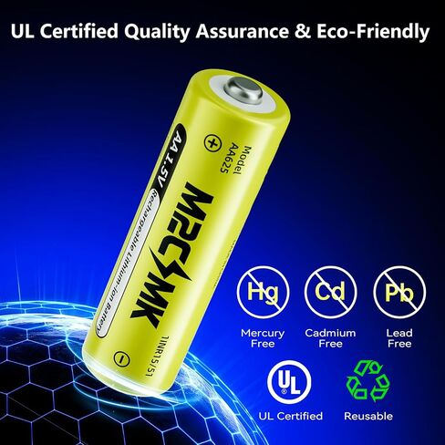 16 Pack Rechargeable AA Lithium Batteries | Double A Batteries, 1.5V Constant Voltage, for Blink Outdoor Cameras & Xbox Controllers, Ideal for High-Drain Devices in Kuwait