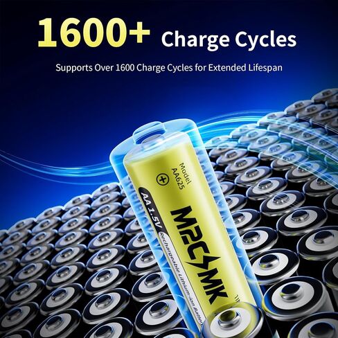 16 Pack Rechargeable AA Lithium Batteries | Double A Batteries, 1.5V Constant Voltage, for Blink Outdoor Cameras & Xbox Controllers, Ideal for High-Drain Devices in Kuwait