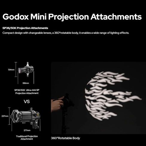 Godox SP50K Projector 50° Spotlight for MS60R/RS60R/MS60BI/RS60BI Video Light,Include Lens,Gobos in Kuwait