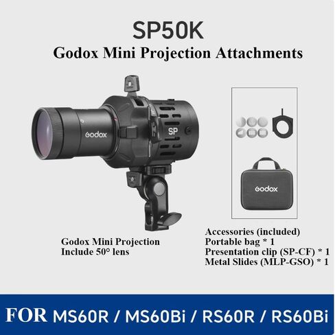 Godox SP50K Projector 50° Spotlight for MS60R/RS60R/MS60BI/RS60BI Video Light,Include Lens,Gobos in Kuwait