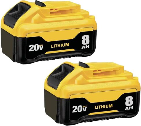 2Pack 8000mAh DCB200 Battery Replacement for Dewalt 20V Max Battery | DEL1810 Lithium Ion DCB201 DCB203 DCB204 DCB206 Compatible with Dewalt 20V Cordless Tools with LED Indicator in Kuwait