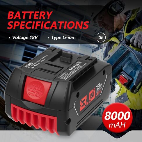 SANIU 8000mAh Replacement for Bosch 18V Battery BAT609 Lithium ion Compatible with Bosch 18 Volt Cordless Power Tools BAT618 BAT609G BAT610G BAT622 Rechargeable High-Output Batteries (8.0Ah, 2 Packs) in Saudi Arabia