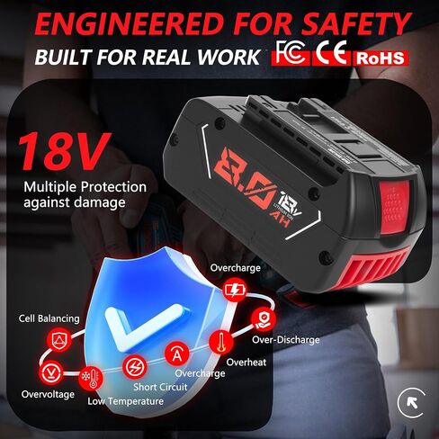 SANIU 8000mAh Replacement for Bosch 18V Battery BAT609 Lithium ion Compatible with Bosch 18 Volt Cordless Power Tools BAT618 BAT609G BAT610G BAT622 Rechargeable High-Output Batteries (8.0Ah, 2 Packs) in Saudi Arabia