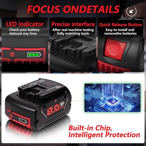 SANIU 8000mAh Replacement for Bosch 18V Battery BAT609 Lithium ion Compatible with Bosch 18 Volt Cordless Power Tools BAT618 BAT609G BAT610G BAT622 Rechargeable High-Output Batteries (8.0Ah, 2 Packs) in Saudi Arabia