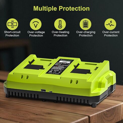Replacement for Ryobi 40V Battery Charger, Dual Port Fast Charging Station | with USB & Type-C - Compatible with OP4026 OP4050 OP4050A OP4040 OP4060 OP4015 40 Volt Batteries in Kuwait