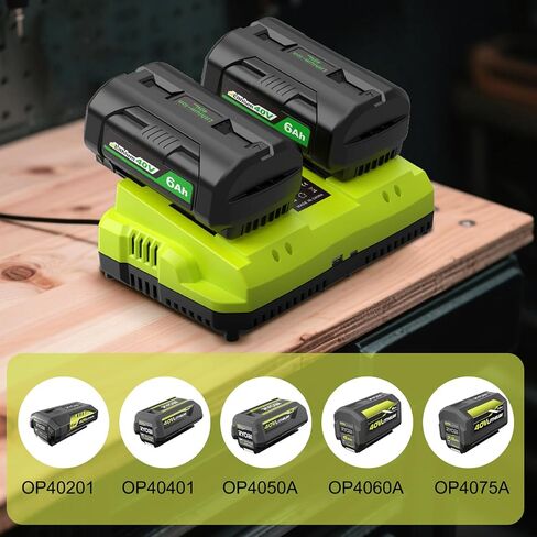 Replacement for Ryobi 40V Battery Charger, Dual Port Fast Charging Station | with USB & Type-C - Compatible with OP4026 OP4050 OP4050A OP4040 OP4060 OP4015 40 Volt Batteries in Kuwait