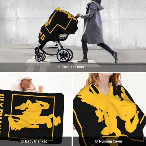 Wyoming Flag Baby Car Seat Cover & Breastfeeding Nursing Cover - Breathable Stretch Fabric Multi-Use Nursing Cover for Breastfeeding in Kuwait
