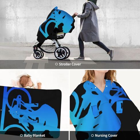 Triathlon Heartbeat Baby Car Seat Cover & Breastfeeding Nursing Cover - Breathable Stretch Fabric Multi-Use Nursing Cover for Breastfeeding in Kuwait
