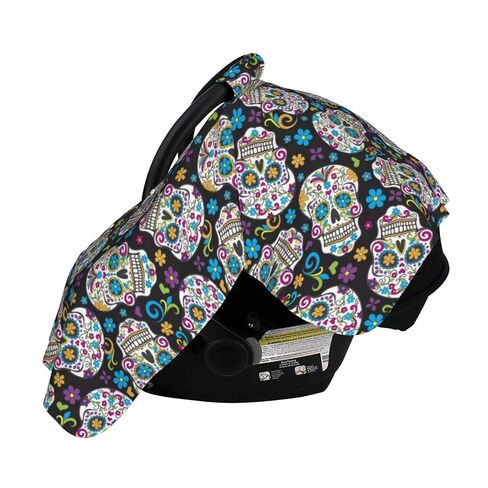 Sugar Skulls Art Baby Car Seat Cover & Breastfeeding Nursing Cover - Breathable Stretch Fabric Multi-Use Nursing Cover for Breastfeeding in Kuwait