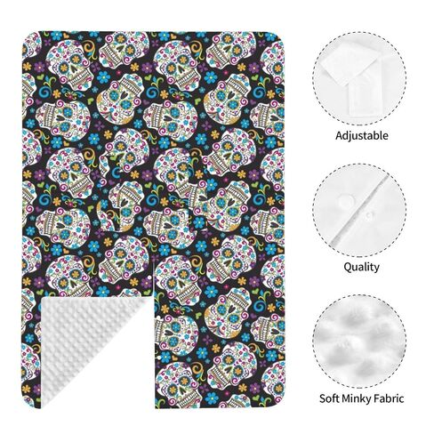 Sugar Skulls Art Baby Car Seat Cover & Breastfeeding Nursing Cover - Breathable Stretch Fabric Multi-Use Nursing Cover for Breastfeeding in Kuwait