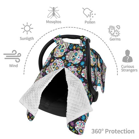 Sugar Skulls Art Baby Car Seat Cover & Breastfeeding Nursing Cover - Breathable Stretch Fabric Multi-Use Nursing Cover for Breastfeeding in Kuwait