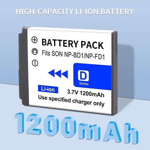 2 Pack NP-BD1 Battery and LCD Charger for Sony NP-BD1, NP-FD1, BC-CSD and Cyber-Shot DSC-G3, DSC-T2, DSC-T70, DSC-T75, DSC-T77, DSC-T90, DSC-T200, DSC-T300, DSC-T500, DSC-T700, DSC-T900, DSC-TX1 in Kuwait