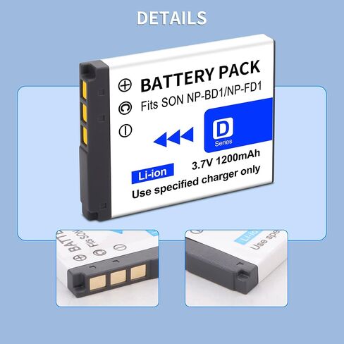 2 Pack NP-BD1 Battery and LCD Charger for Sony NP-BD1, NP-FD1, BC-CSD and Cyber-Shot DSC-G3, DSC-T2, DSC-T70, DSC-T75, DSC-T77, DSC-T90, DSC-T200, DSC-T300, DSC-T500, DSC-T700, DSC-T900, DSC-TX1 in Kuwait