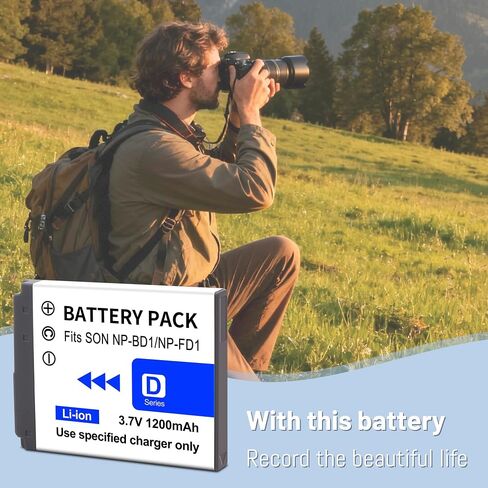 2 Pack NP-BD1 Battery and LCD Charger for Sony NP-BD1, NP-FD1, BC-CSD and Cyber-Shot DSC-G3, DSC-T2, DSC-T70, DSC-T75, DSC-T77, DSC-T90, DSC-T200, DSC-T300, DSC-T500, DSC-T700, DSC-T900, DSC-TX1 in Kuwait