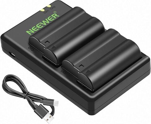 NEEWER Replacement Battery and Charger Set for EN-EL15, Compatible with Nikon Z5, Z6, Z6 II, Z7, Z7II, D780, D850, D7500, D750, D800, D7000, D7100, D7200 Batteries (2-Pack, Micro USB Port, 2100mAh) in Kuwait