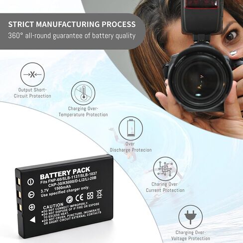 2Pack NP-60 Battery 1500MAH,LED Dual Charger for Fujifilm FinePix 50i 601 | For Kodak KLIC-5000 SLB-1137 Li-20B EasyShare, One Series AZ-1 AZ-2 Camera; MX-890 11N09T MX-810 MX-880 MX-950 MX-980 in Kuwait