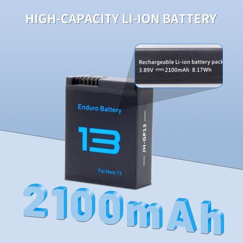 Battery Charger Bundle Kits for GoPro Hero 13 Black - 3 Pack Enduro Rechargeable Extra Batteries for Go Pro Hero13 GoPro13 Triple Charging Case Charger Station in Kuwait